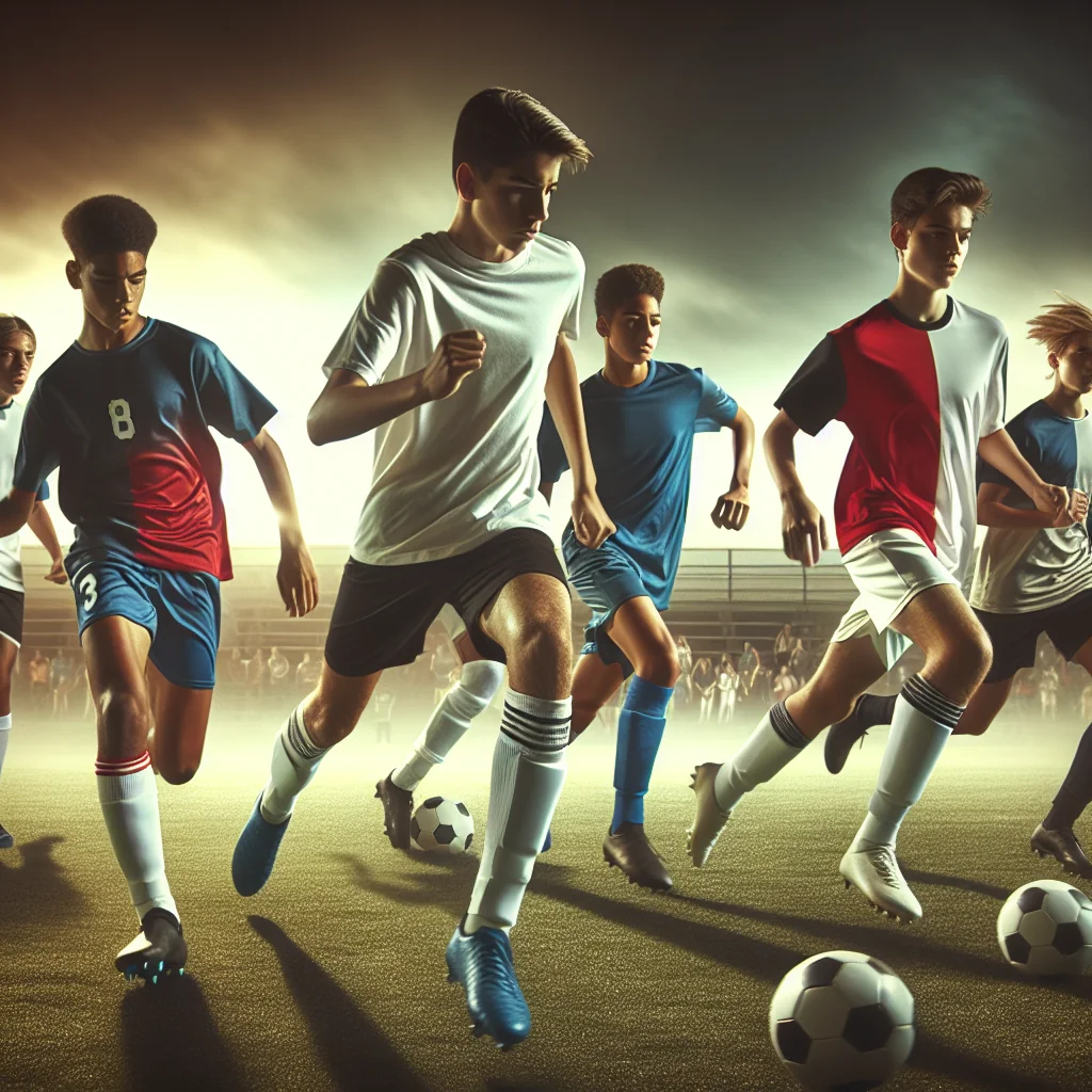A professional team working on high school soccer prospects solutions in a modern office environment