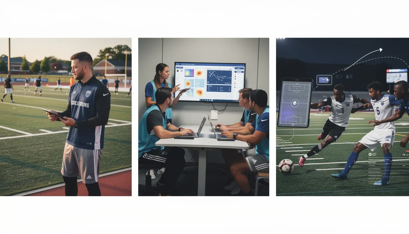 A step-by-step visual process guide demonstrating how analytics in smaller ncaa soccer programs works