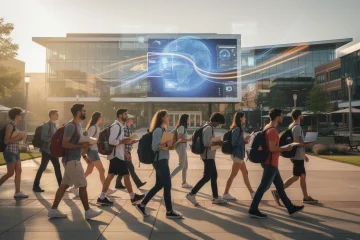 A professional team working on academic eligibility transfer portal impact 2026 solutions in a modern office environment