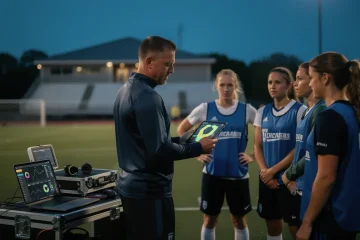 A professional team working on analytics in smaller ncaa soccer programs solutions in a modern office environment