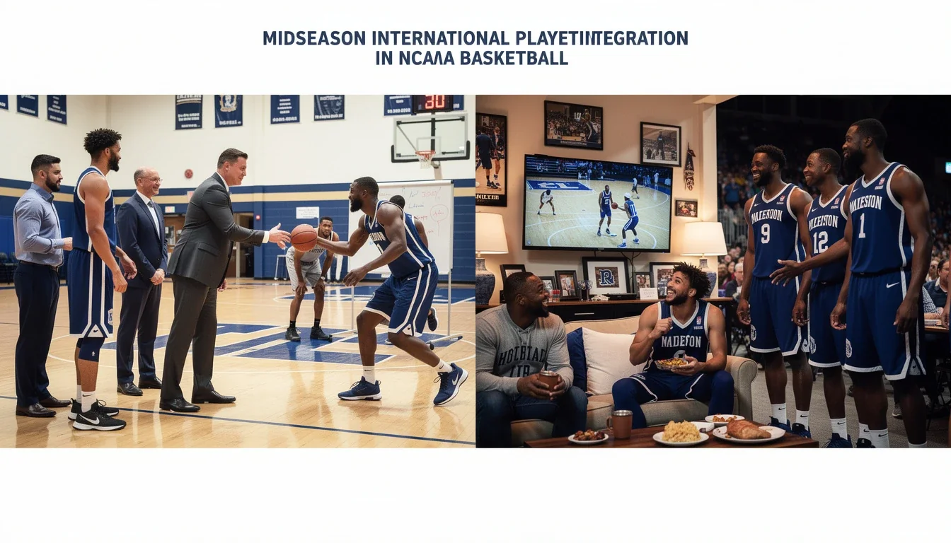 A step-by-step visual process guide demonstrating how mid-season international player integration ncaa works