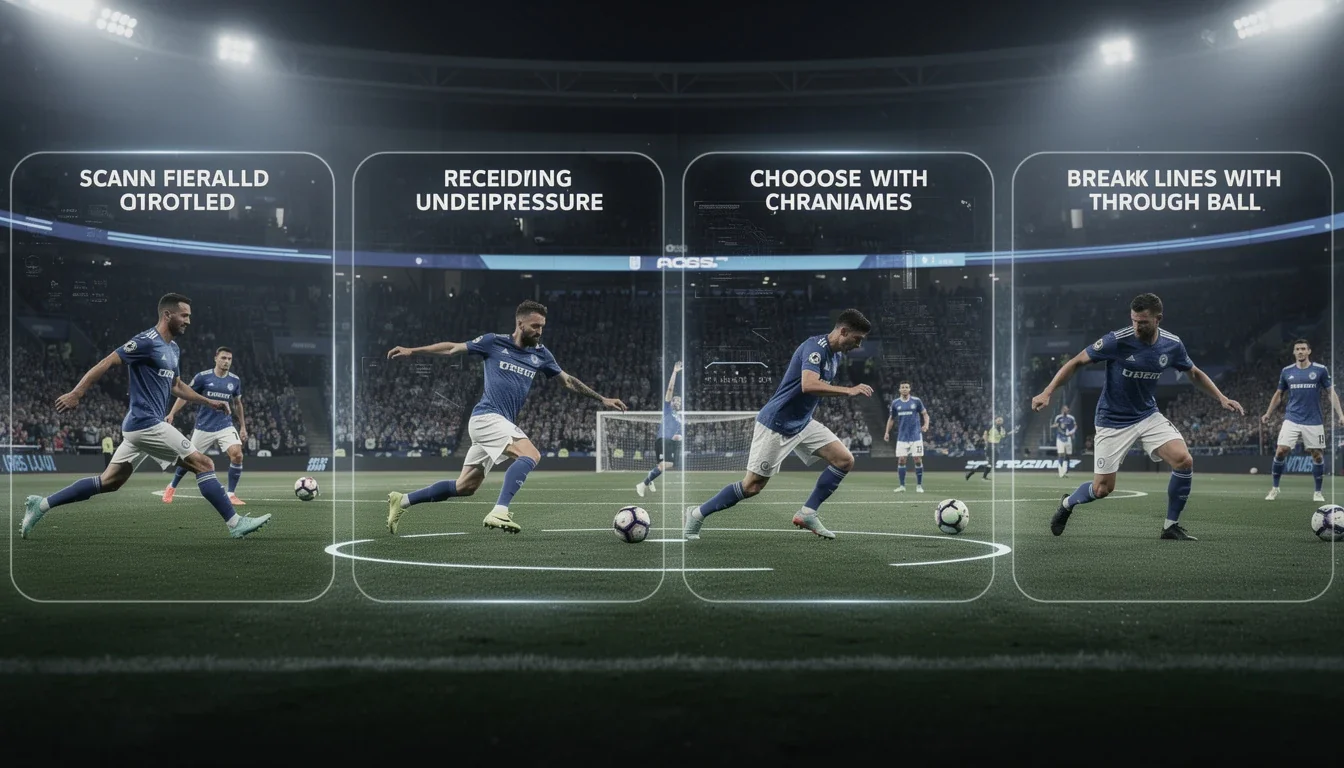 A step-by-step visual process guide demonstrating how midfielder decision making impact 2026 works