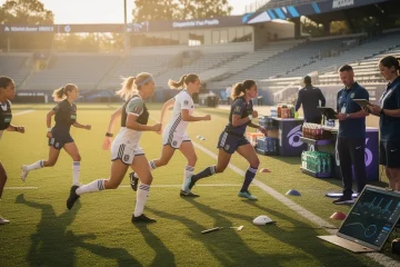 A professional team working on data-backed recovery protocols ncaa soccer solutions in a modern office environment