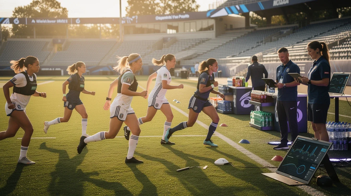 A professional team working on data-backed recovery protocols ncaa soccer solutions in a modern office environment