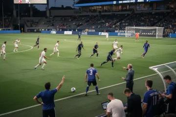 A professional team working on impact of midseason tactical changes ncaa soccer solutions in a modern office environment