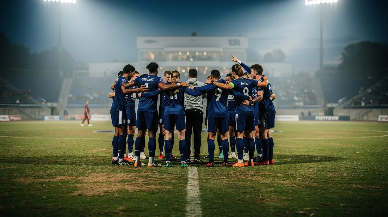 A professional team working on midseason team chemistry in ncaa soccer solutions in a modern office environment