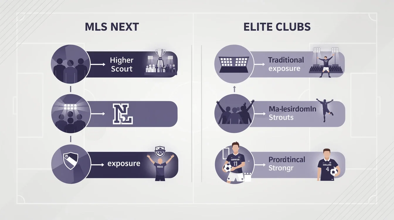 A step-by-step visual process guide demonstrating how ncaa d1 recruiting outcomes mls next vs elite clubs works
