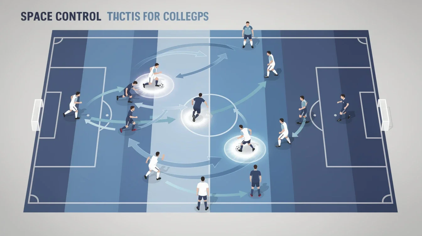 A summary infographic highlighting best practices for space control tactics for college midfielders