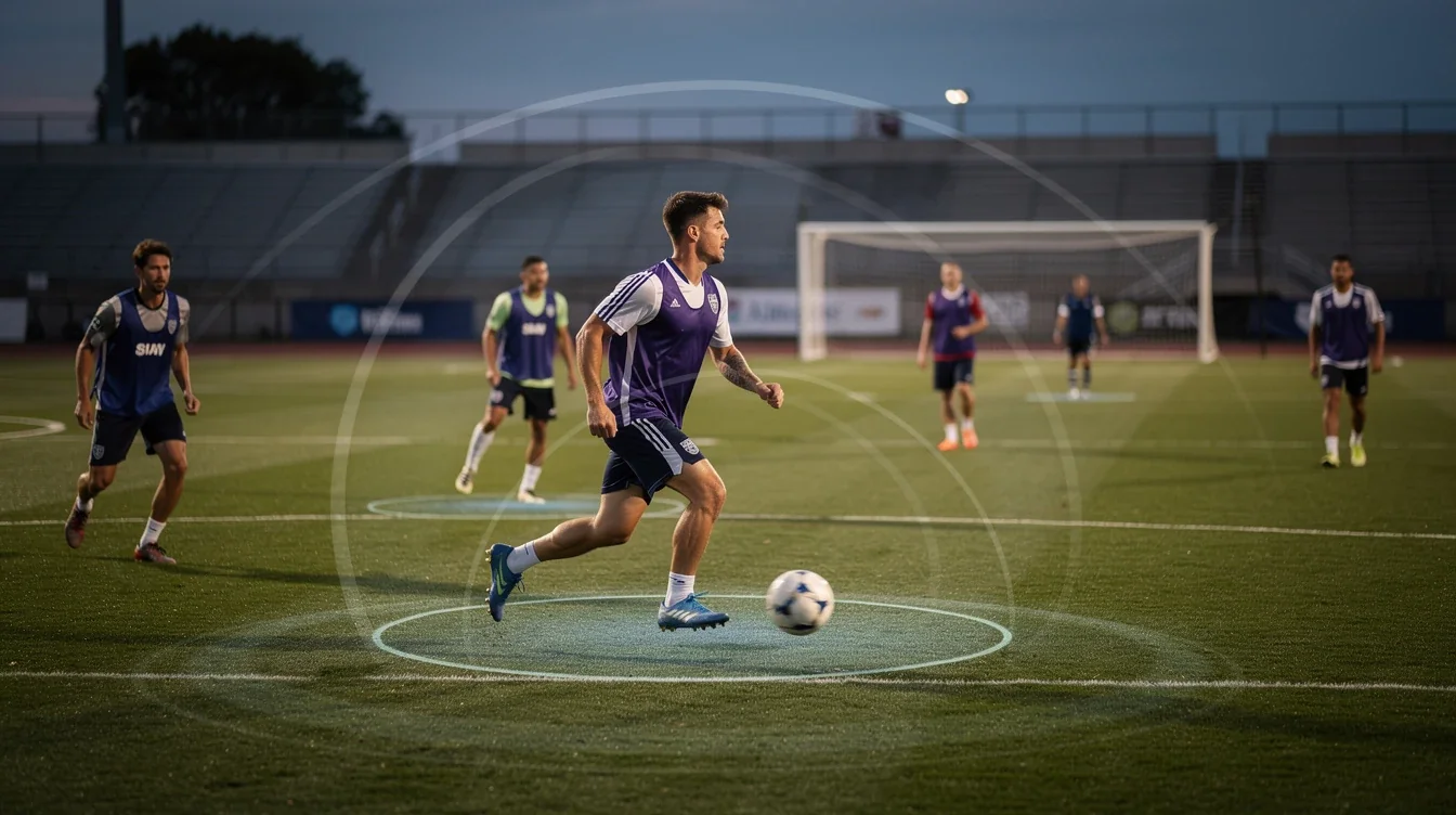 An illustrated diagram showing the key benefits of spatial awareness techniques for college midfielders strategies