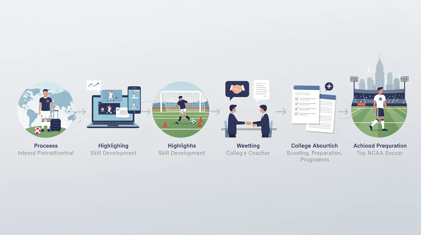A step-by-step visual process guide demonstrating how top ncaa soccer programs for international recruits works