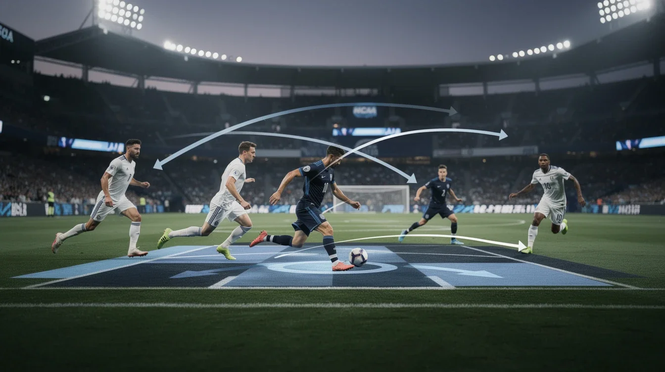 An illustrated diagram showing the key benefits of transition attack analysis 2026 ncaa soccer strategies