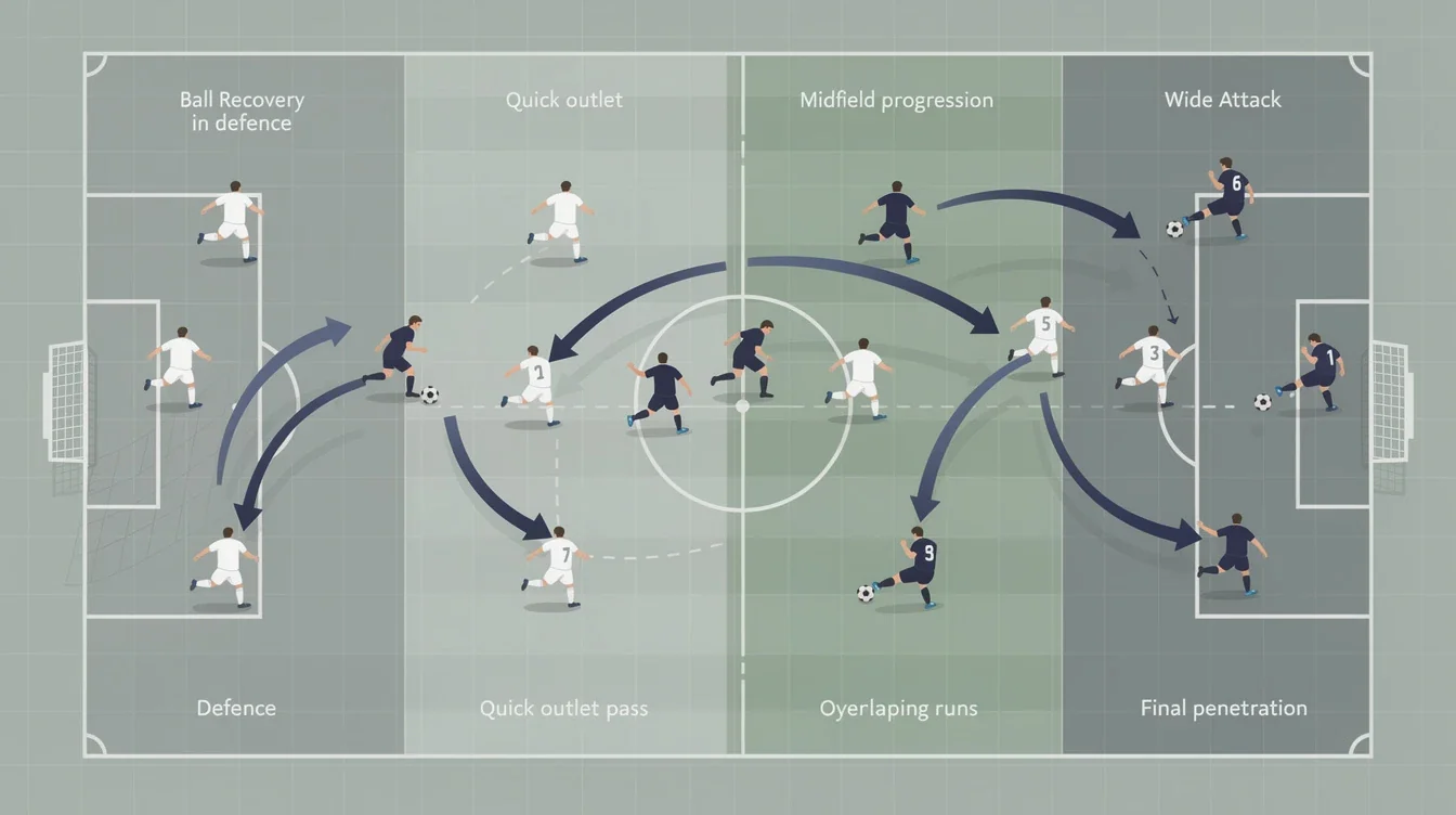 A step-by-step visual process guide demonstrating how transition attack analysis 2026 ncaa soccer works