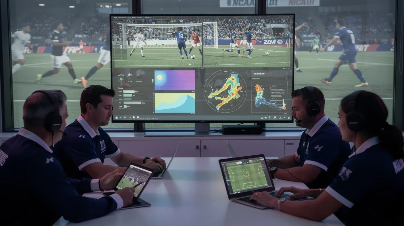 An illustrated diagram showing the key benefits of virtual scouting techniques ncaa d1 soccer strategies