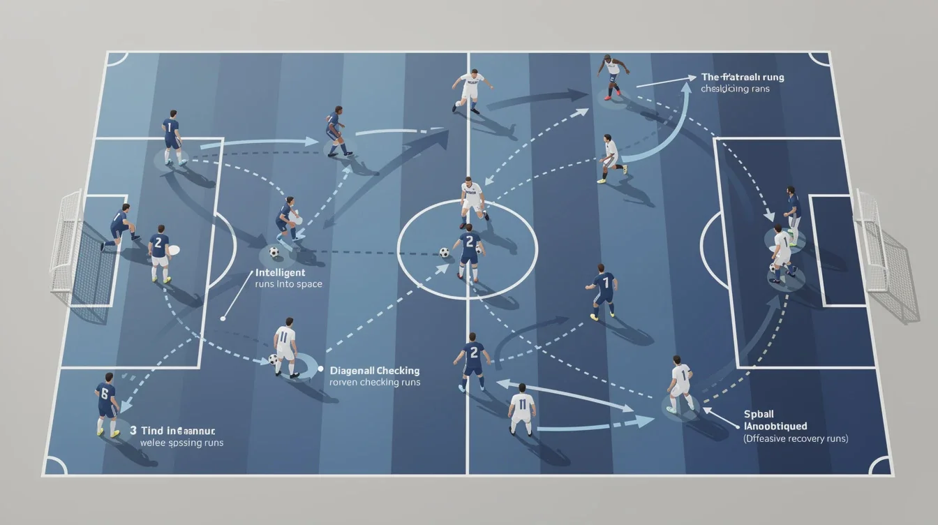 A summary infographic highlighting best practices for off-ball movement tactics for college midfielders