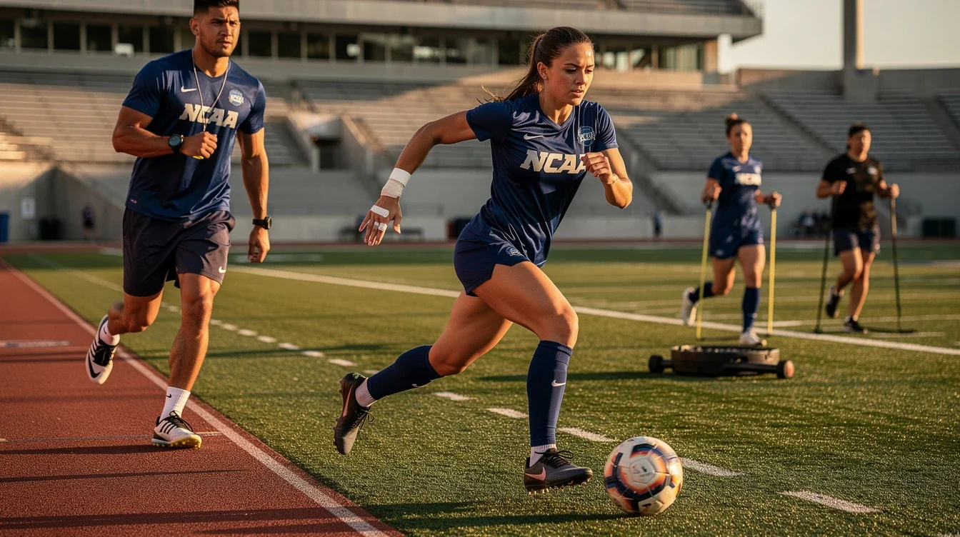 An illustrated diagram showing the key benefits of dual-sport athletes in ncaa soccer 2026 strategies