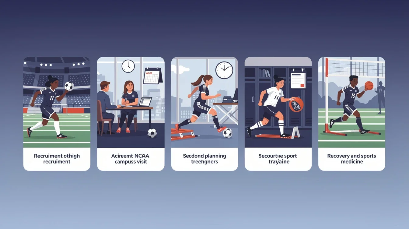 A step-by-step visual process guide demonstrating how dual-sport athletes in ncaa soccer 2026 works