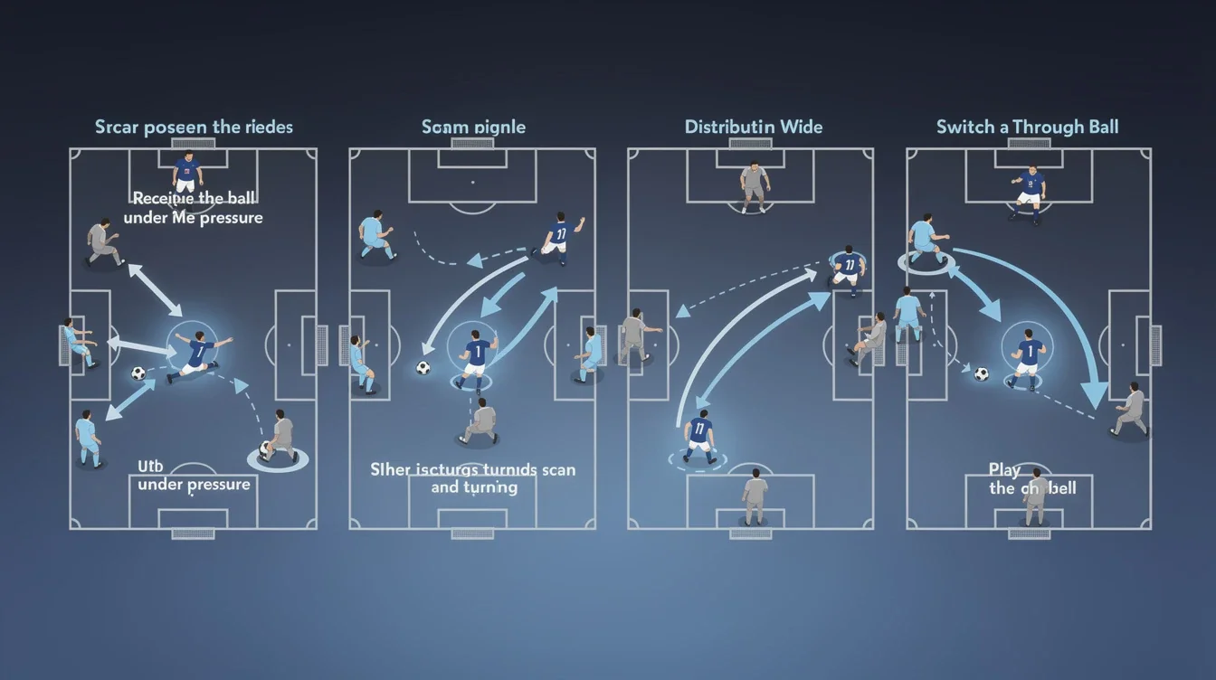 A step-by-step visual process guide demonstrating how ncaa d1 soccer midfield playmaker roles works