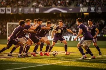 A professional team working on university of washington ncaa soccer mid-season defense solutions in a modern office environment