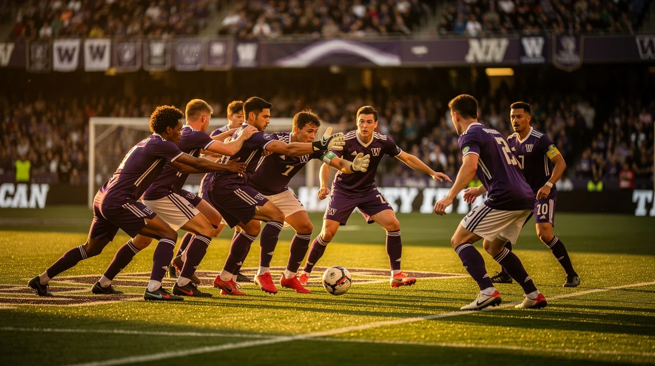 A professional team working on university of washington ncaa soccer mid-season defense solutions in a modern office environment