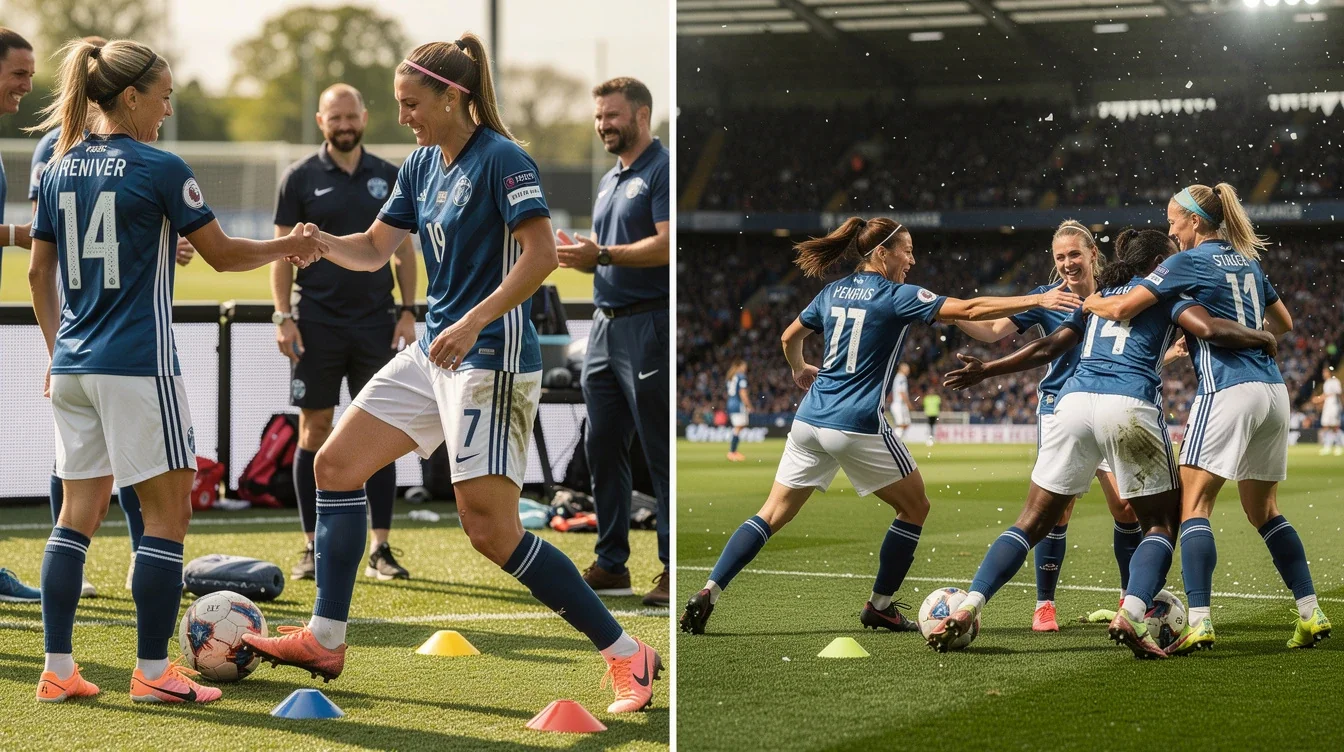 A step-by-step visual process guide demonstrating how successful midseason transfer integration women’s soccer works